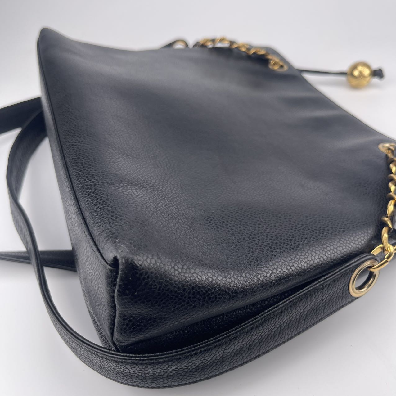Chanel Luxurious black calfskin leather bag[Used]