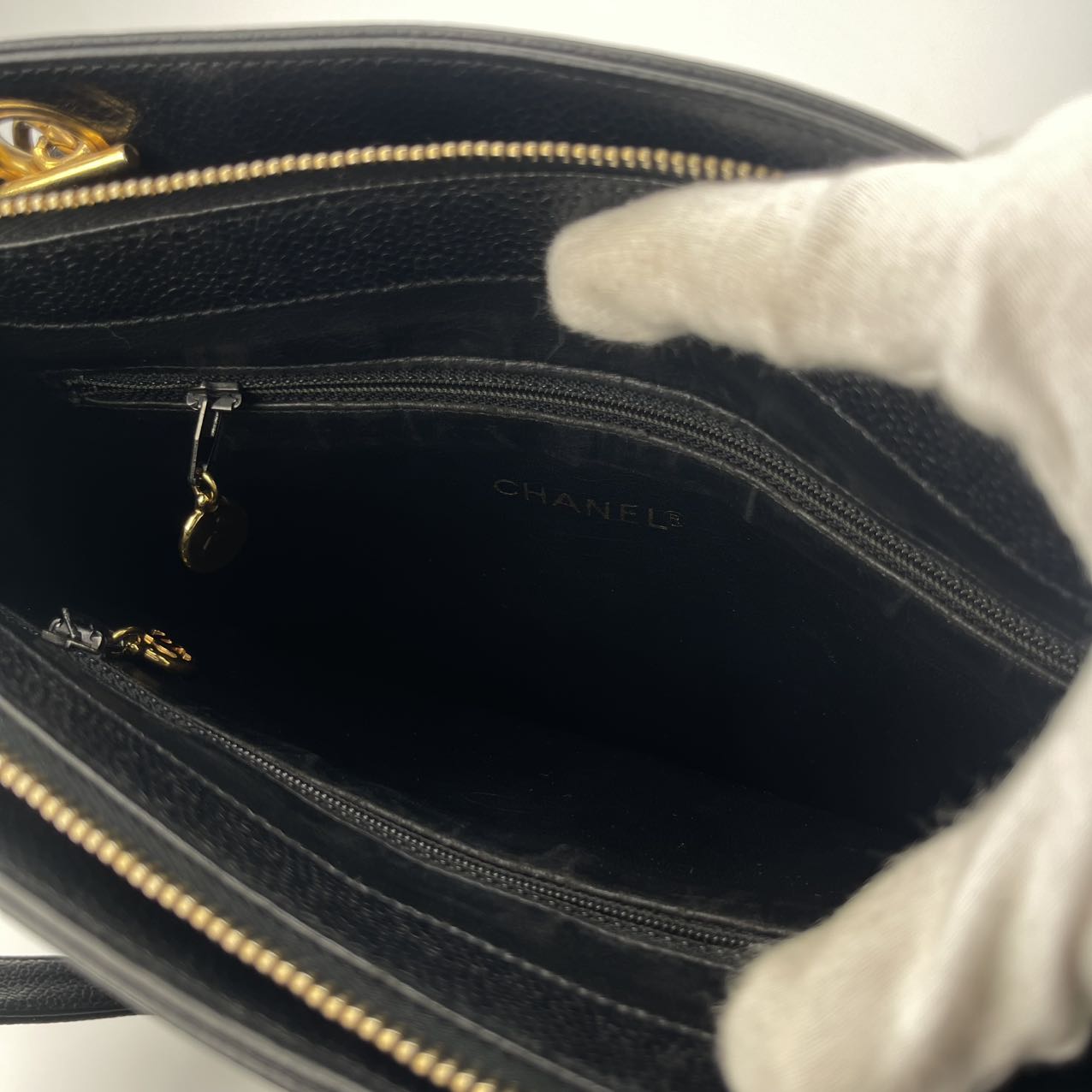 Chanel Luxurious black calfskin leather bag[Used]