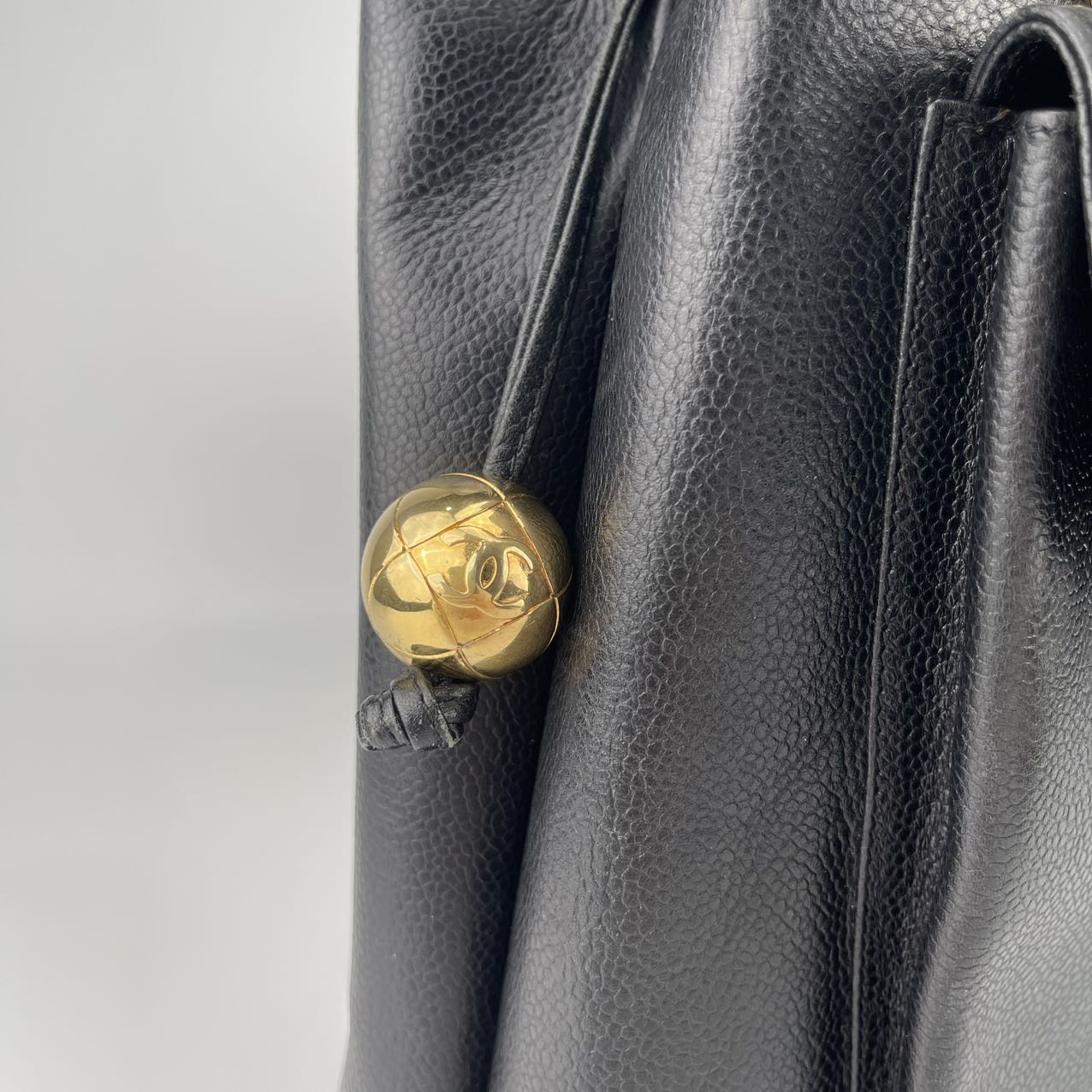 Chanel Black Caviar leather Shoulder Tote Bag [Used]