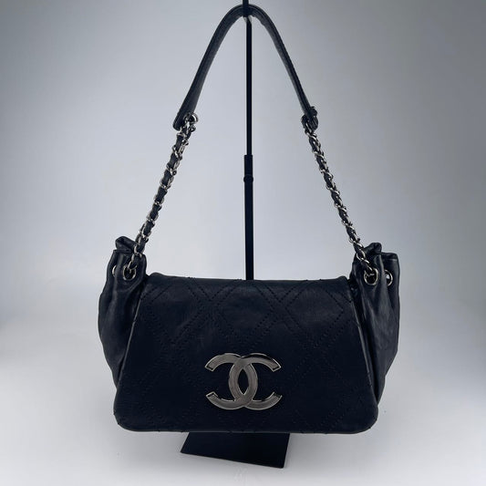 Chanel Black Caviar Leather Shoulder Bag  [Used]