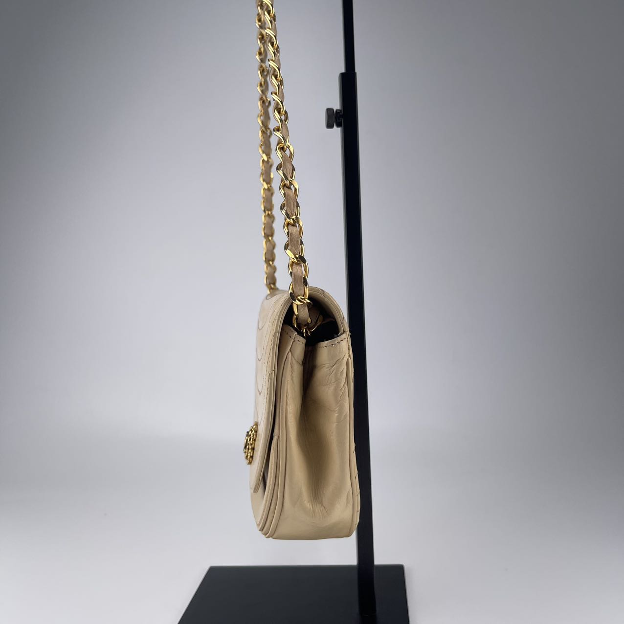 Chanel Yellow Calfskin Moon-Shaped Chain Bag [Used]