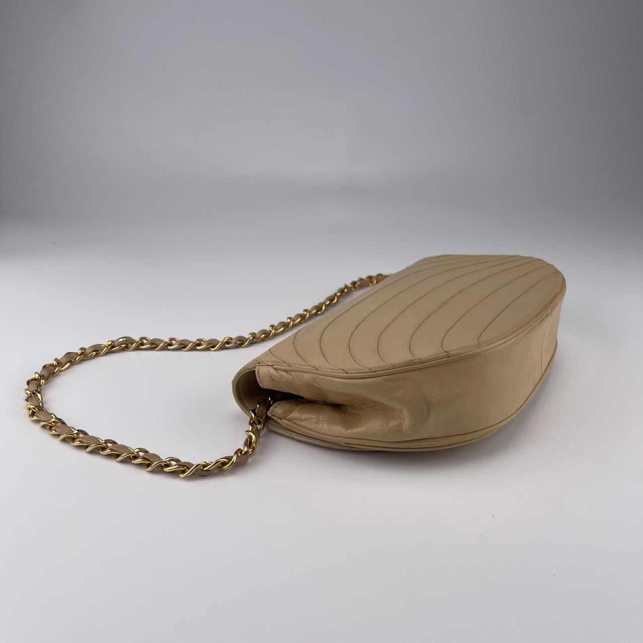 Chanel Yellow Calfskin Moon-Shaped Chain Bag [Used]