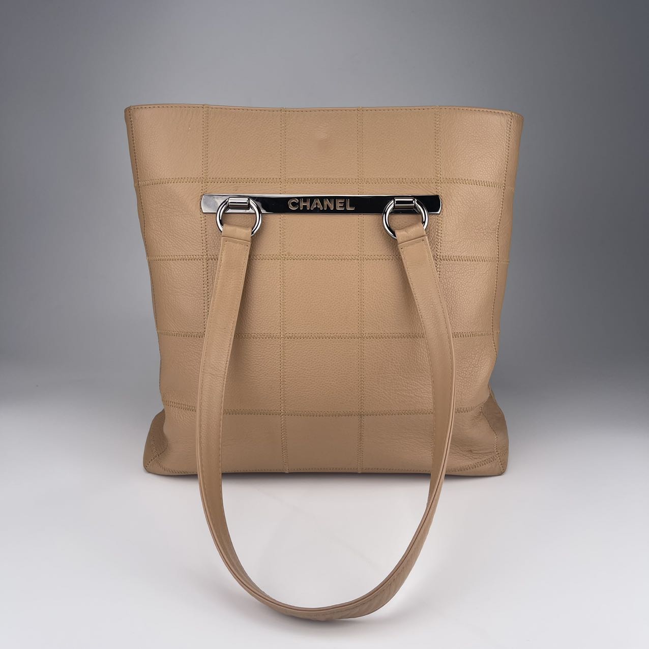 Chanel Milk Tea Beige Calfskin Ice Cube Tote Bag [Used]