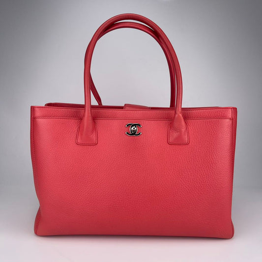 Chanel Rose Pink Caviar Leather Cerf Tote with Silver Hardware [Used]