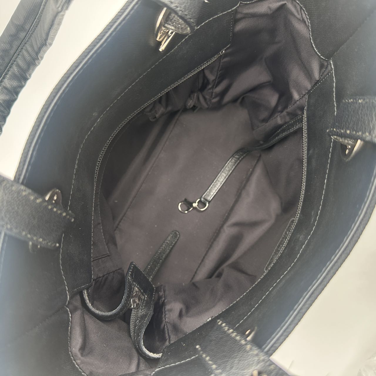 Chanel Black Canvas & Calfskin Small Tote Bag with Silver-Tone Double C Logo [Used]