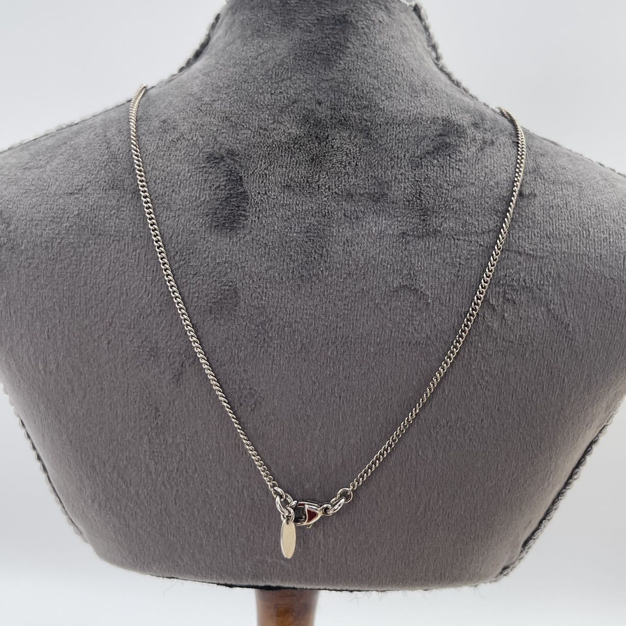 CHANEL Sliver Tone Rhinestone CC Logo Pendant Necklace[Used]
