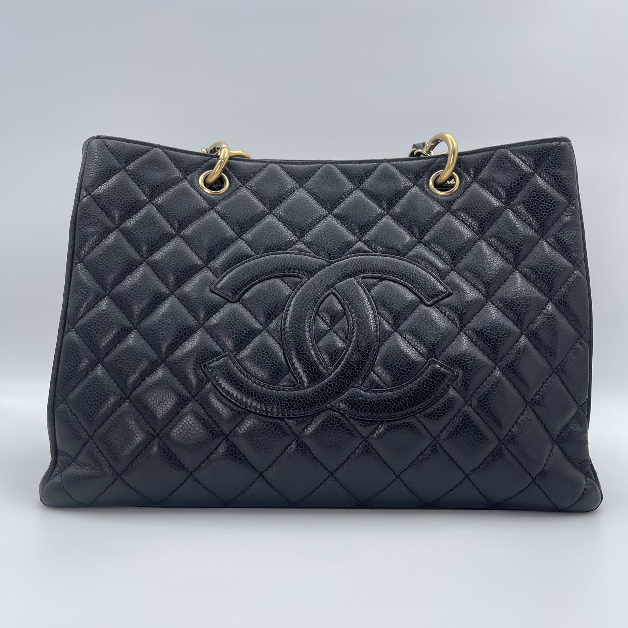CHANEL Caviar Quilted Grand Shopping Tote (GST) in Black with Gold Hardware [Used]