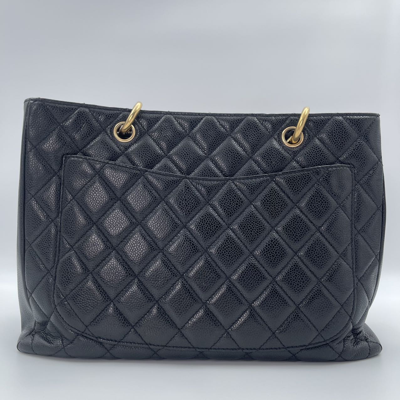 CHANEL Caviar Quilted Grand Shopping Tote (GST) in Black with Gold Hardware [Used]
