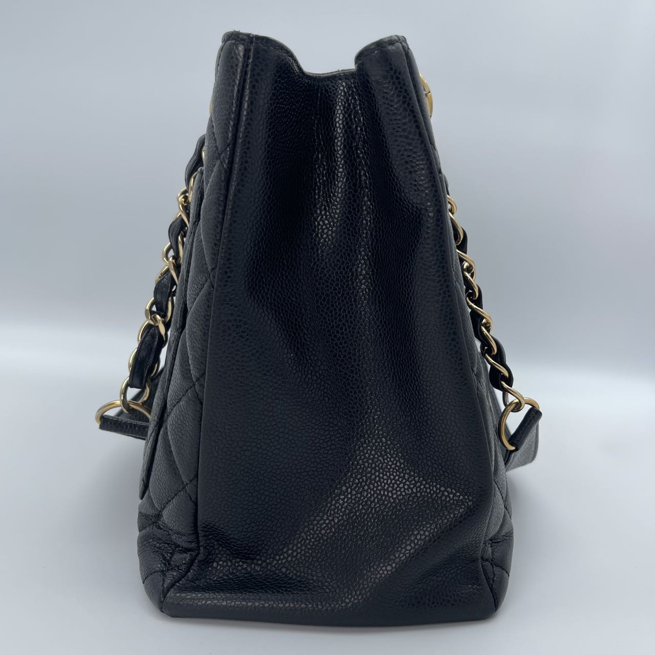CHANEL Caviar Quilted Grand Shopping Tote (GST) in Black with Gold Hardware [Used]
