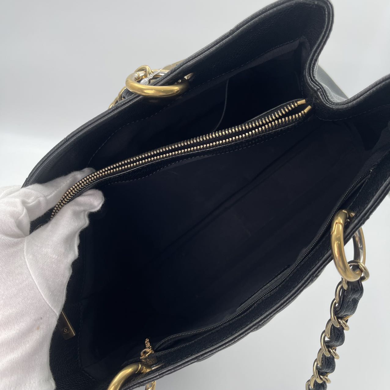 CHANEL Caviar Quilted Grand Shopping Tote (GST) in Black with Gold Hardware [Used]