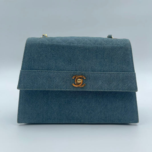 Chanel Denim Trapezoid Chain Shoulder Bag[Used]