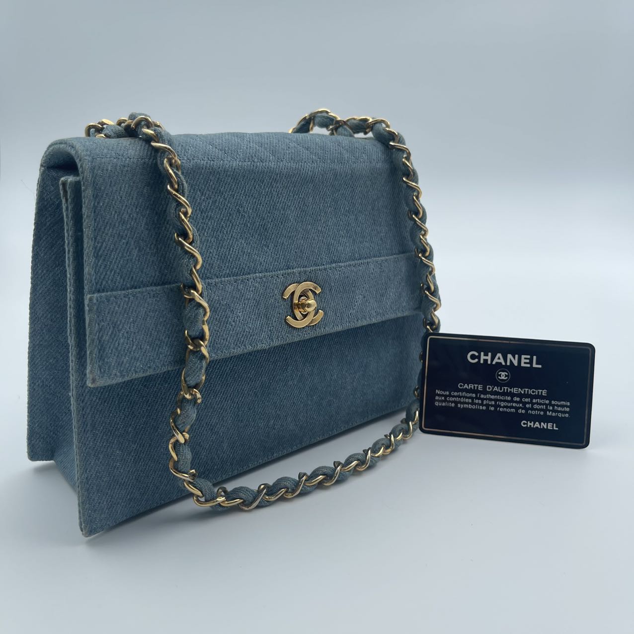 Chanel Denim Trapezoid Chain Shoulder Bag[Used]