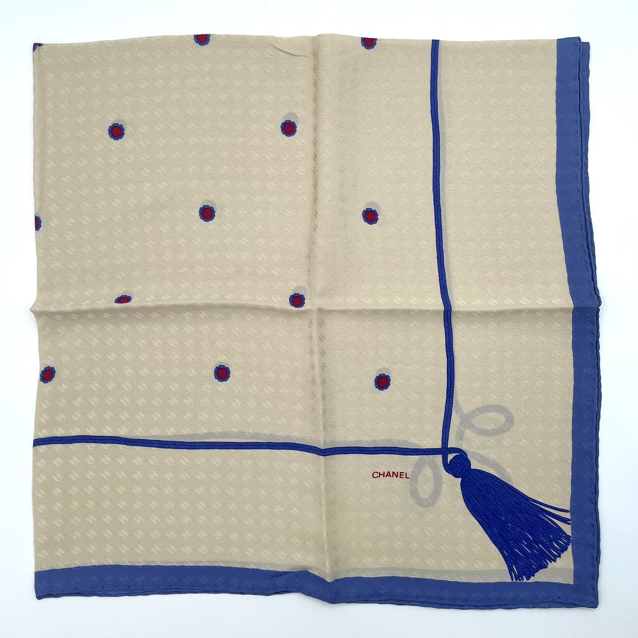 Chanel Silk Scarf 90×90 - White &amp Blue [Unused]