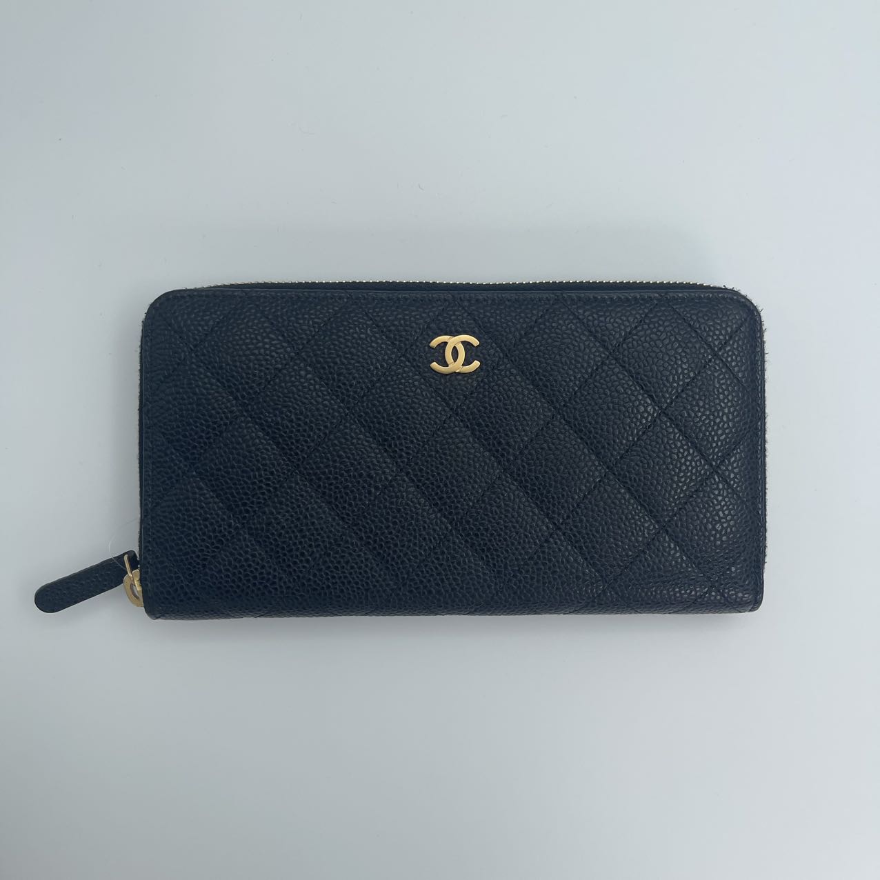 Chanel Classic Black Caviar Leather Long Wallet with Gold Hardware [Used]