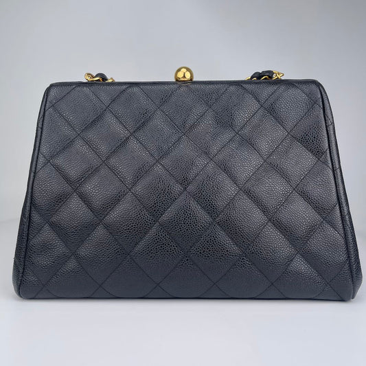 Chanel black and gold pebbled cowhide tote[Used]
