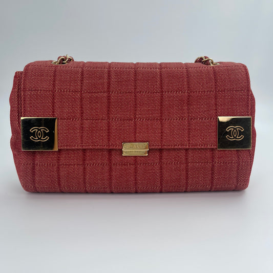 Chanel red chocolate bar denim[Used]
