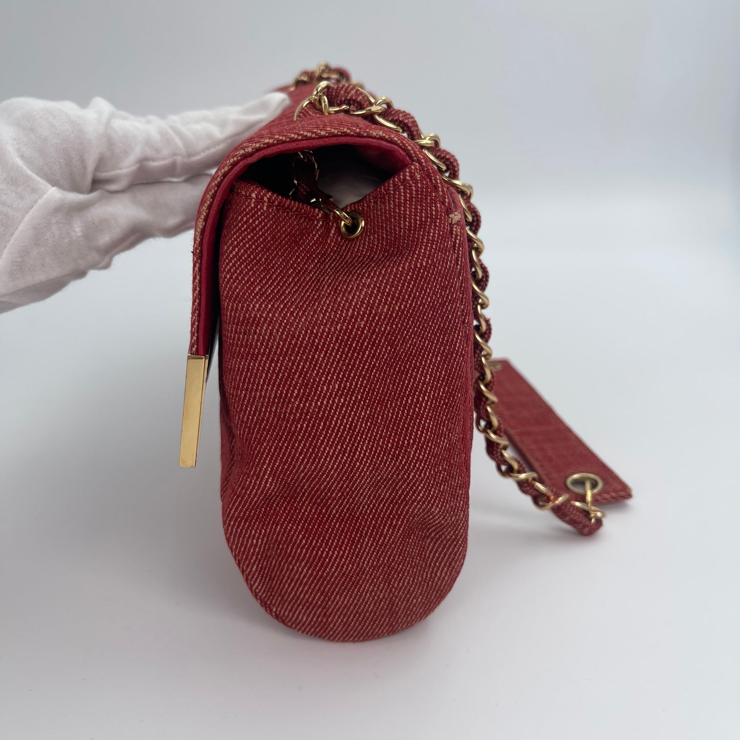 Chanel red chocolate bar denim[Used]