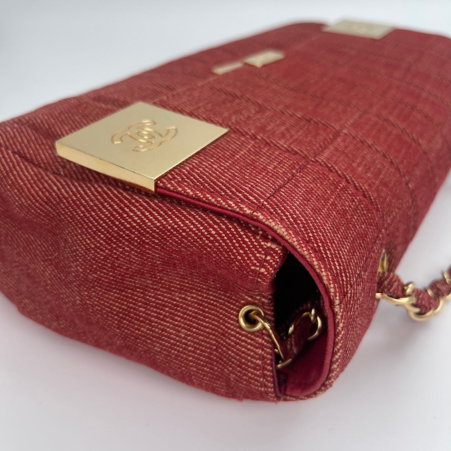 Chanel red chocolate bar denim[Used]
