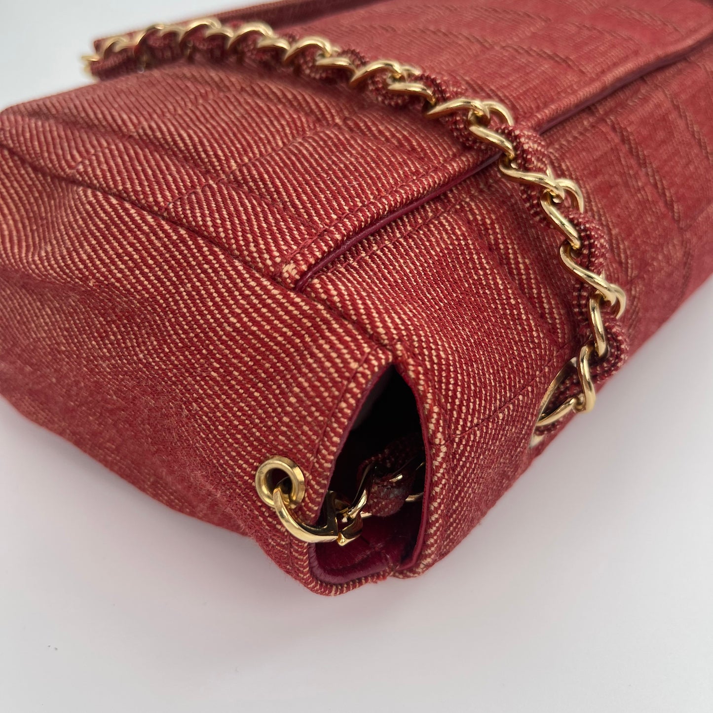 Chanel red chocolate bar denim[Used]