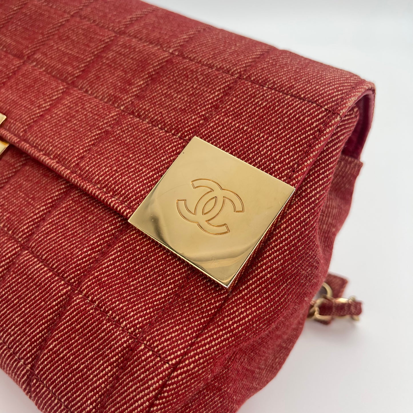 Chanel red chocolate bar denim[Used]