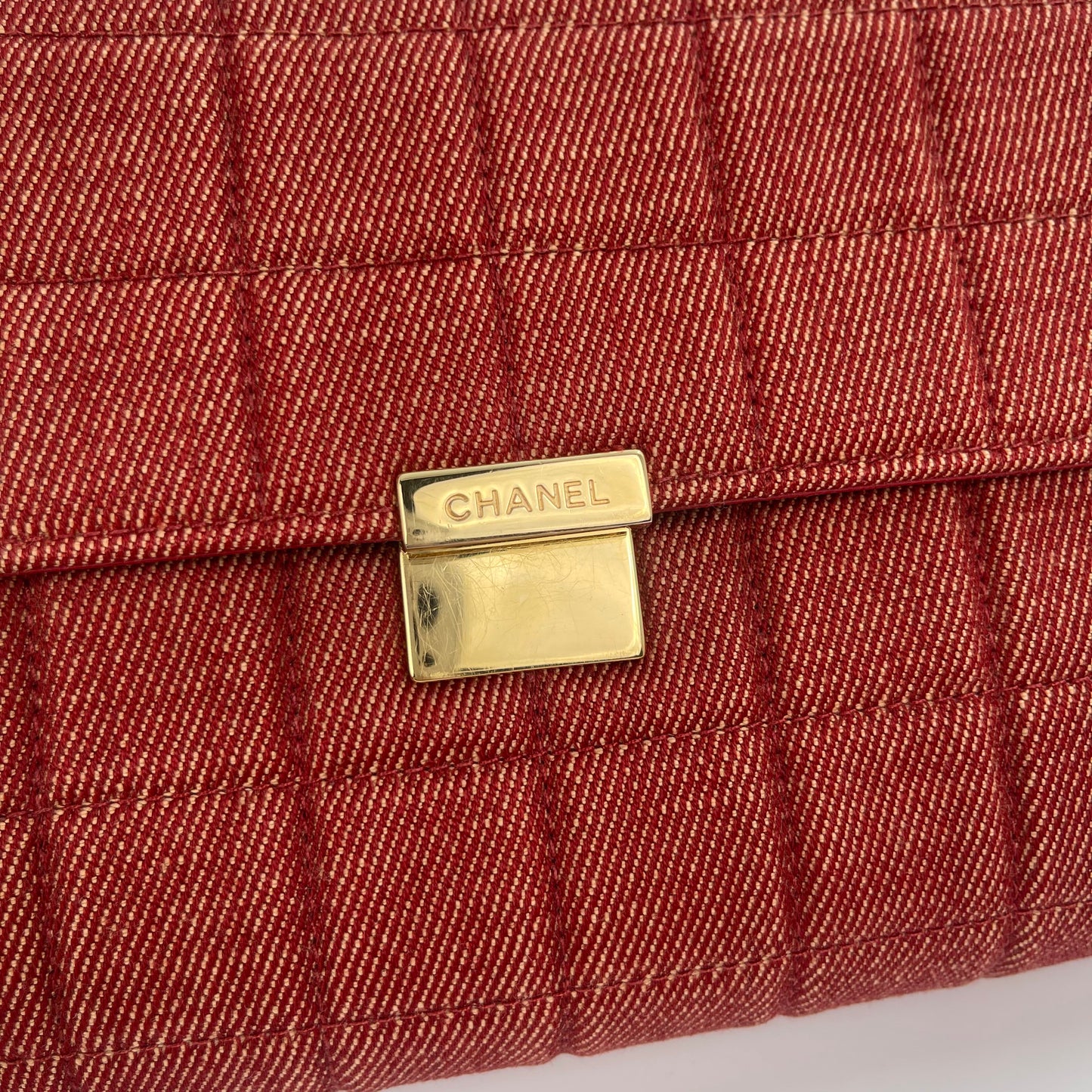 Chanel red chocolate bar denim[Used]