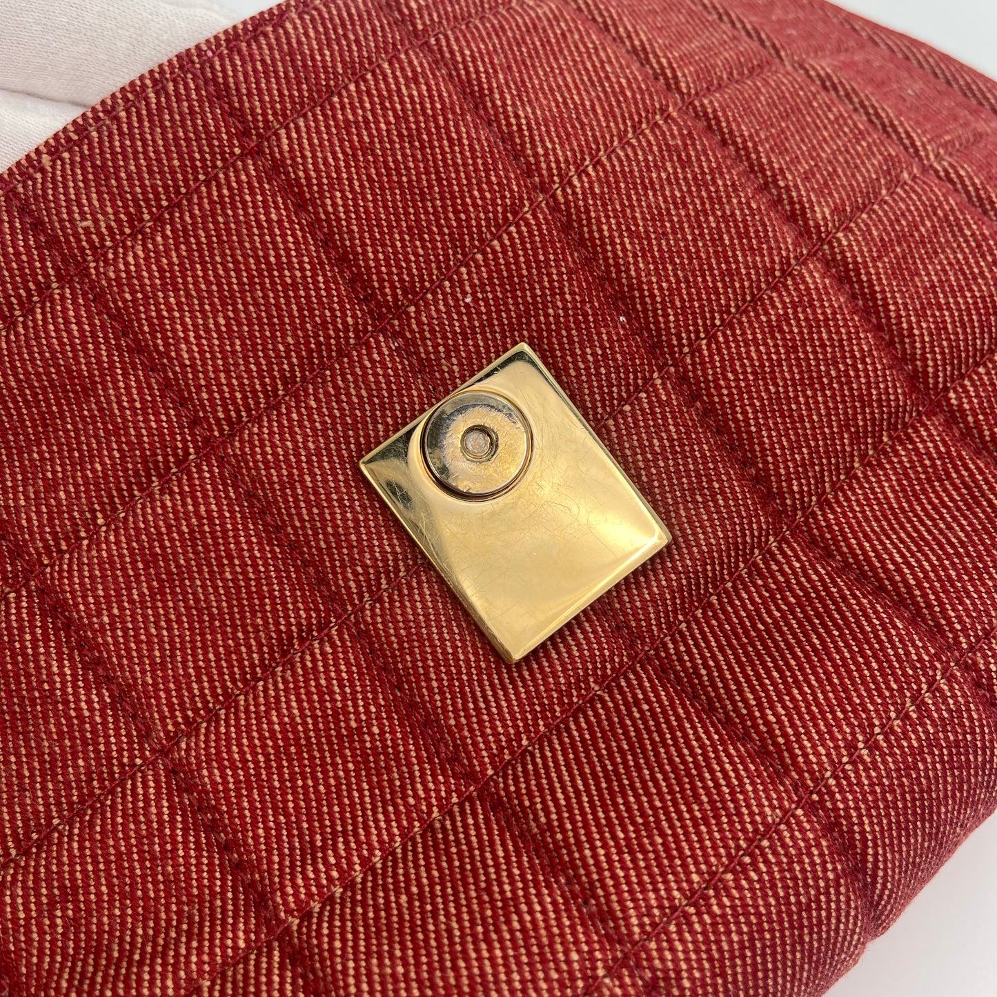 Chanel red chocolate bar denim[Used]