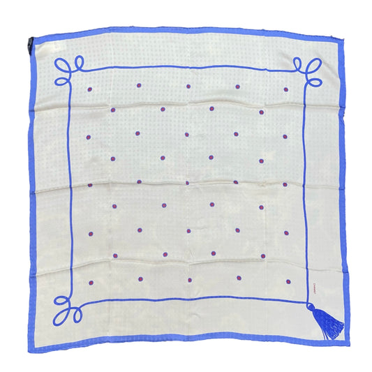 Chanel Silk Scarf 90×90 - White &amp Blue [Unused]