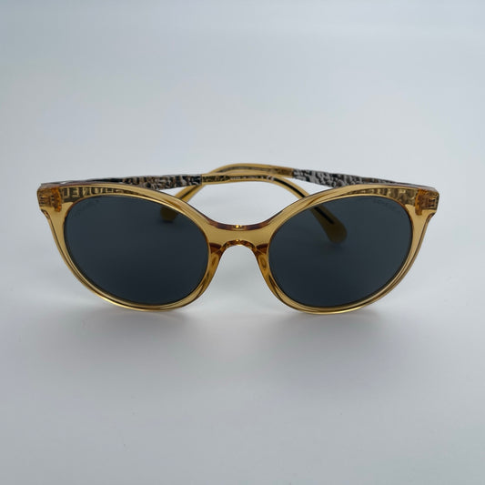 Chanel Sunglasses – Gold &amp; Silver Frame with Plastic Temples [Used]