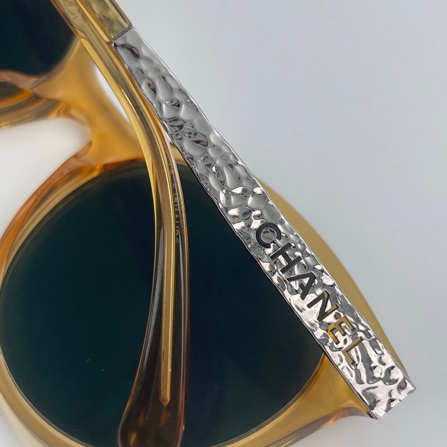 Chanel Sunglasses – Gold &amp; Silver Frame with Plastic Temples [Used]