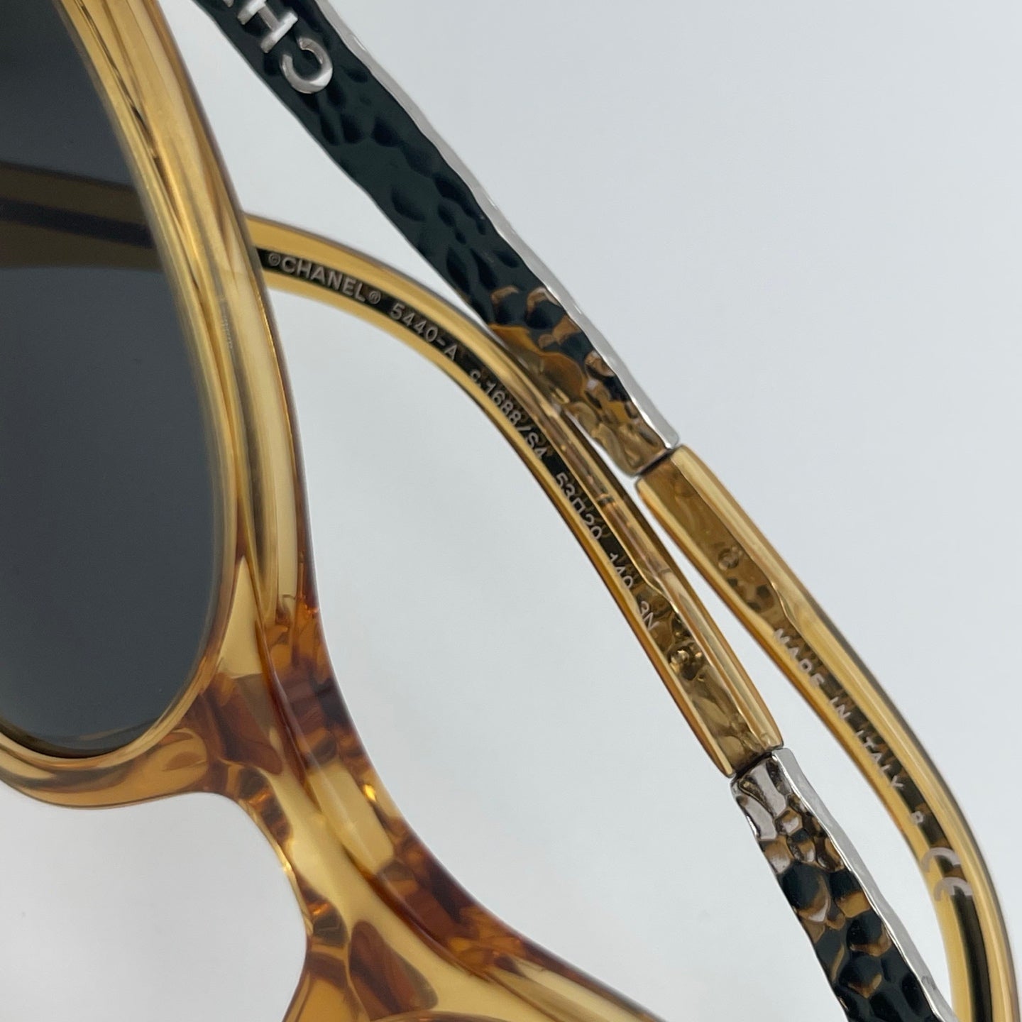 Chanel Sunglasses – Gold &amp; Silver Frame with Plastic Temples [Used]