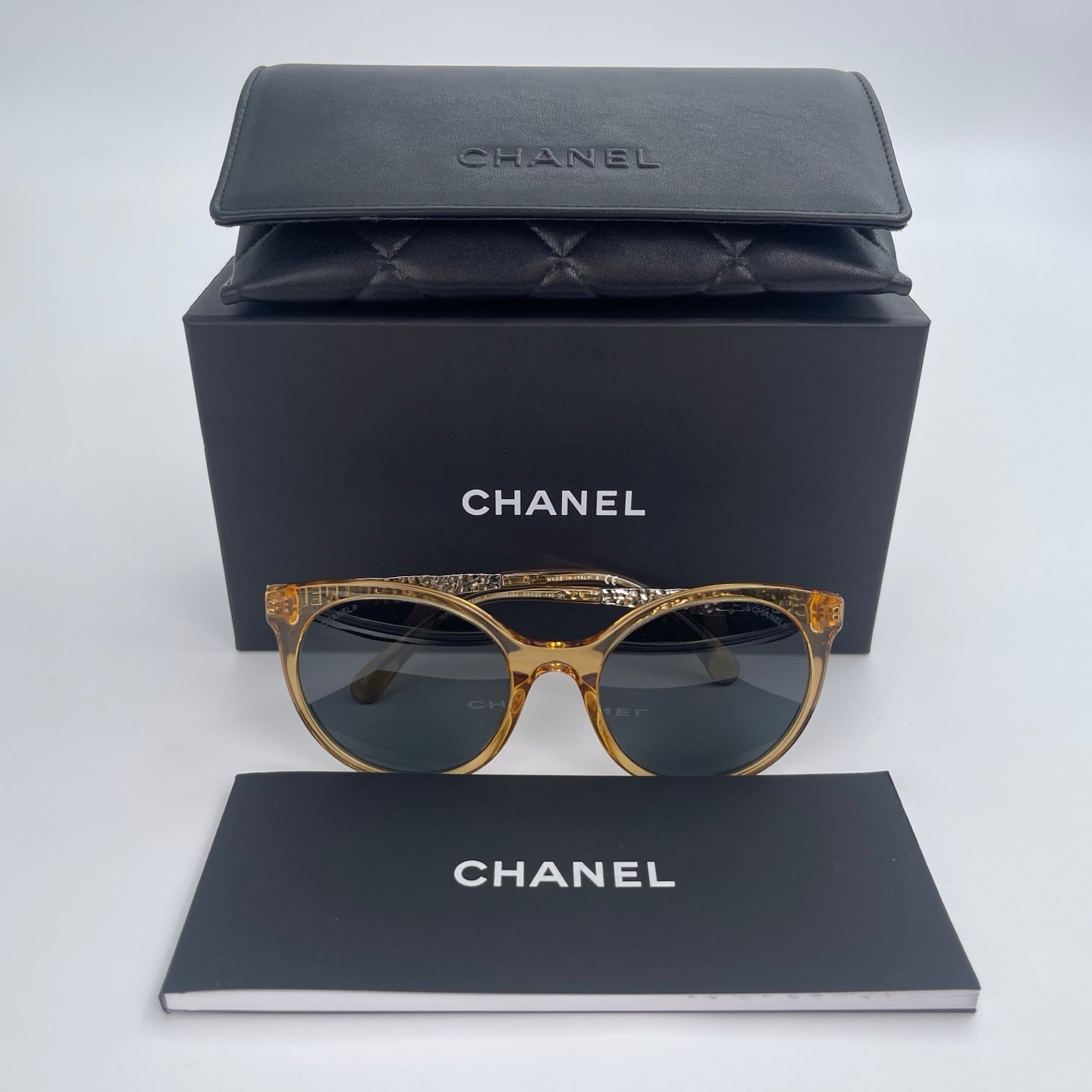 Chanel Sunglasses – Gold &amp; Silver Frame with Plastic Temples [Used]