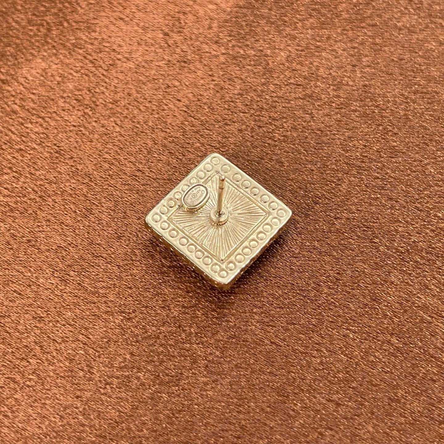 Chanel Coco Mark Rhinestone Square Earrings – Gold & Silver [Used]