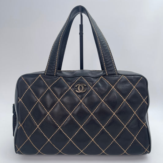 Chanel Wild Stitch Lambskin Handbag – Black & Gold [Used]