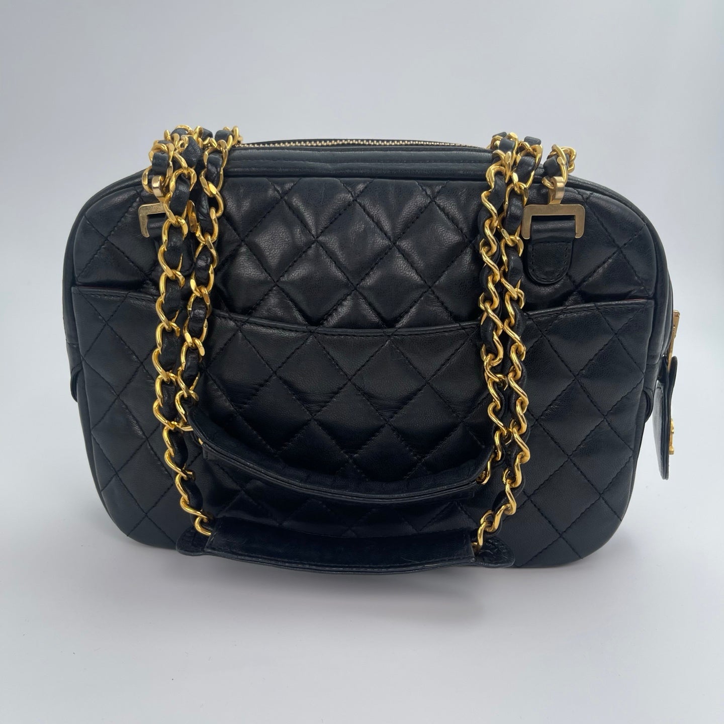 Chanel Quilted Camera Bag – Black Lambskin Leather [Used]