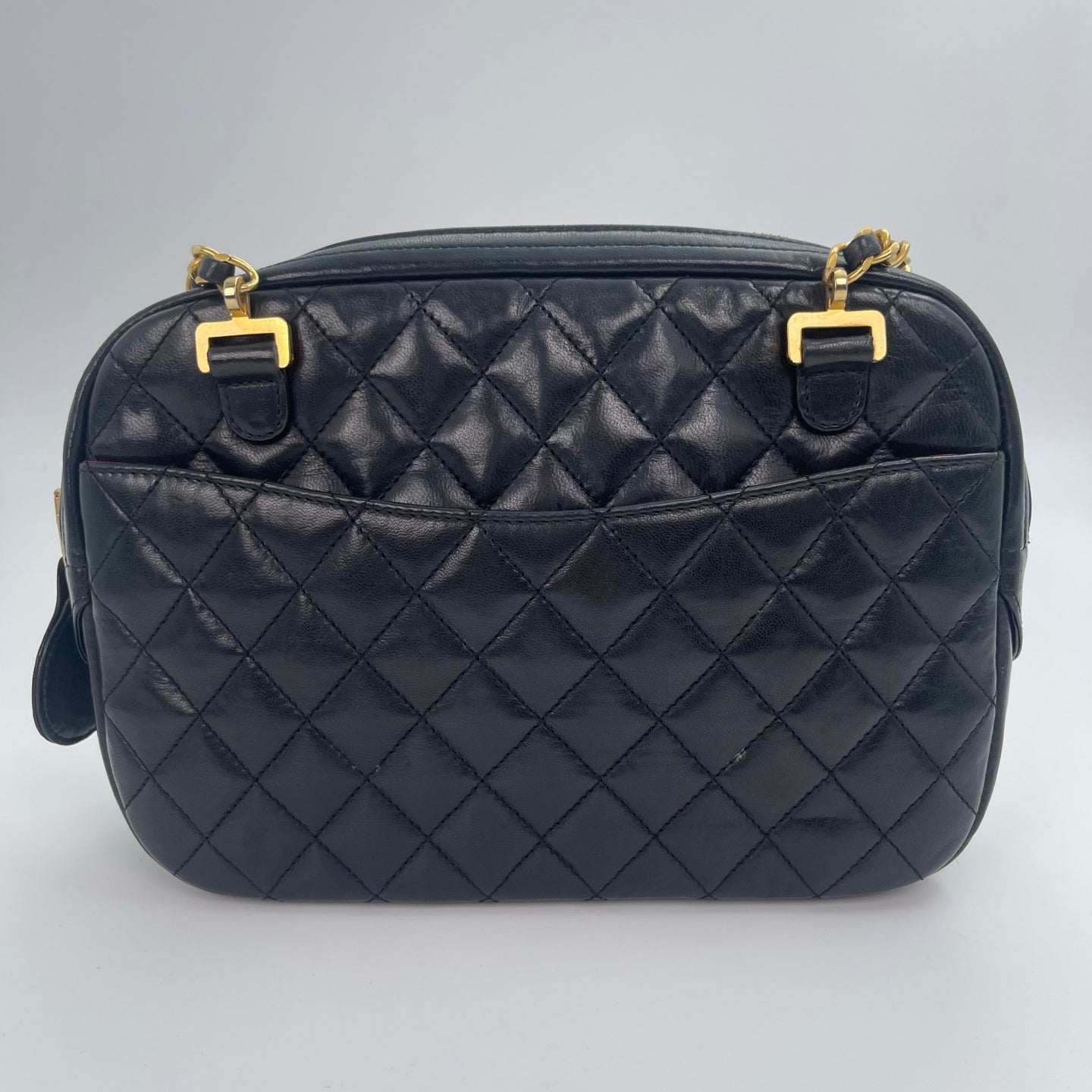 Chanel Quilted Camera Bag – Black Lambskin Leather [Used]
