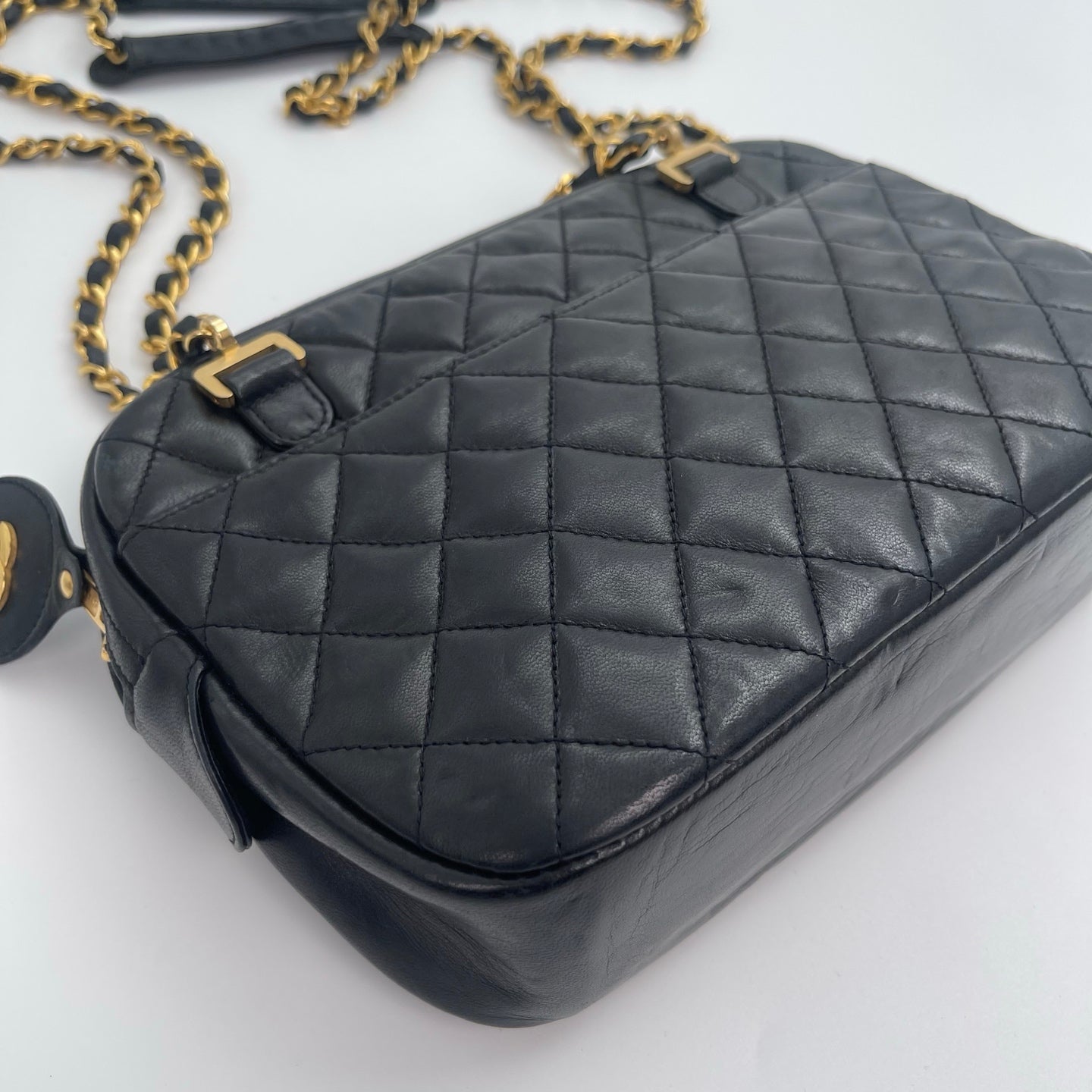 Chanel Quilted Camera Bag – Black Lambskin Leather [Used]