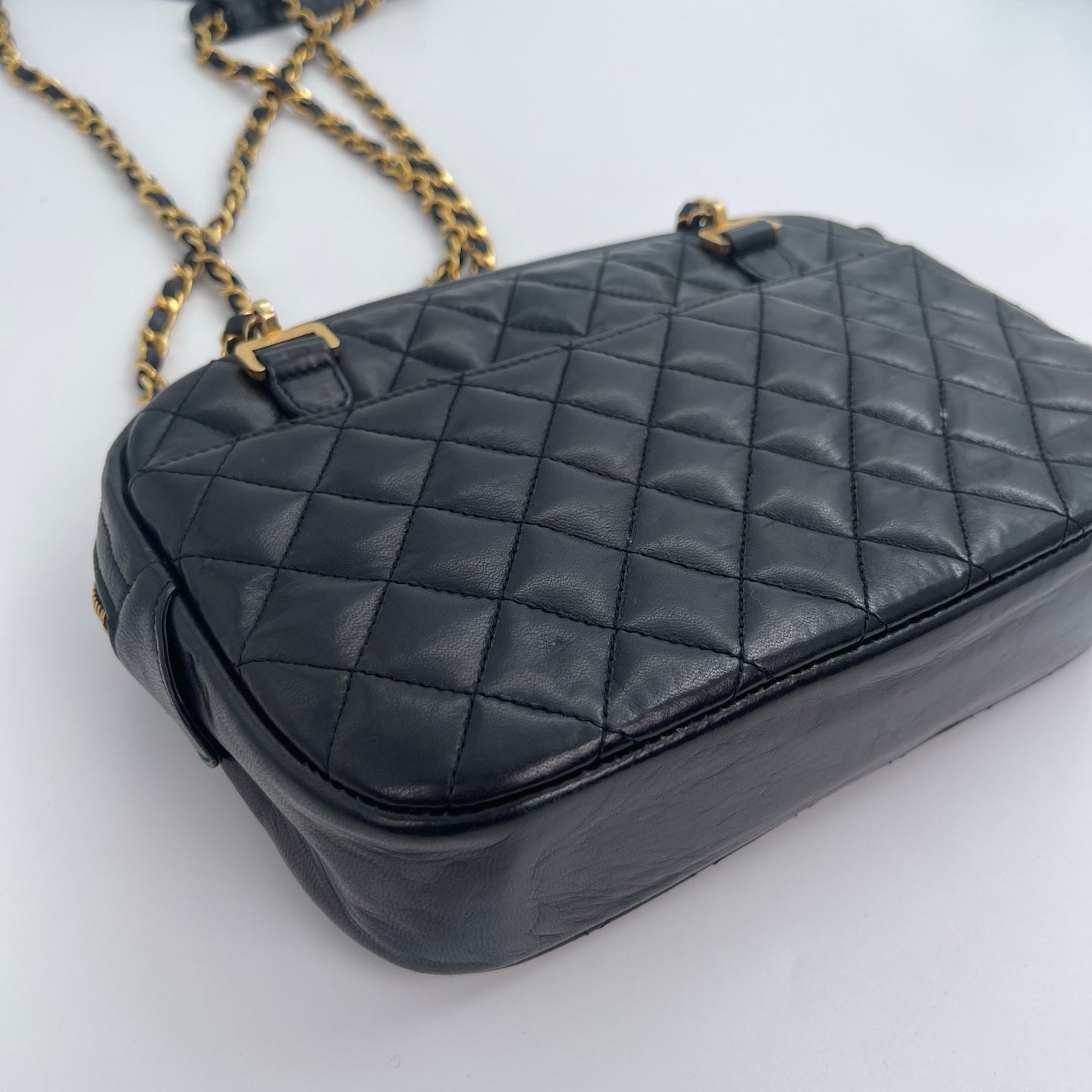 Chanel Quilted Camera Bag – Black Lambskin Leather [Used]