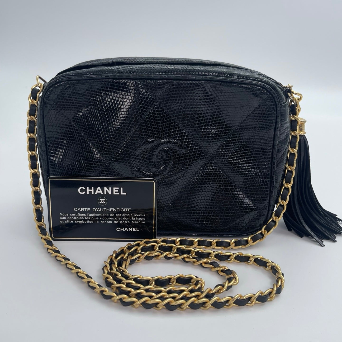 Chanel Camera Bag – Black Lizard Skin [Used]