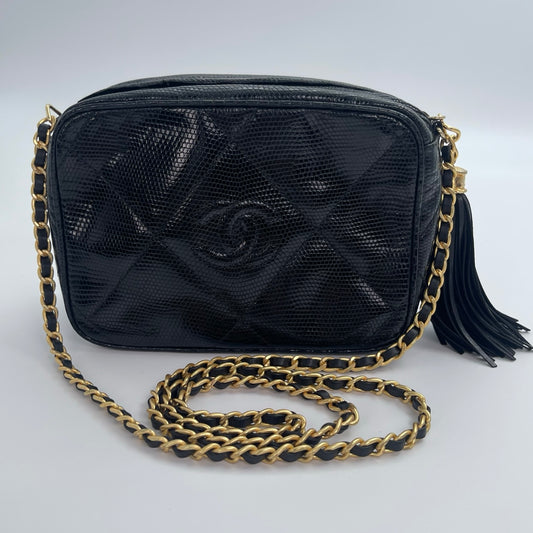 Chanel Camera Bag – Black Lizard Skin [Used]