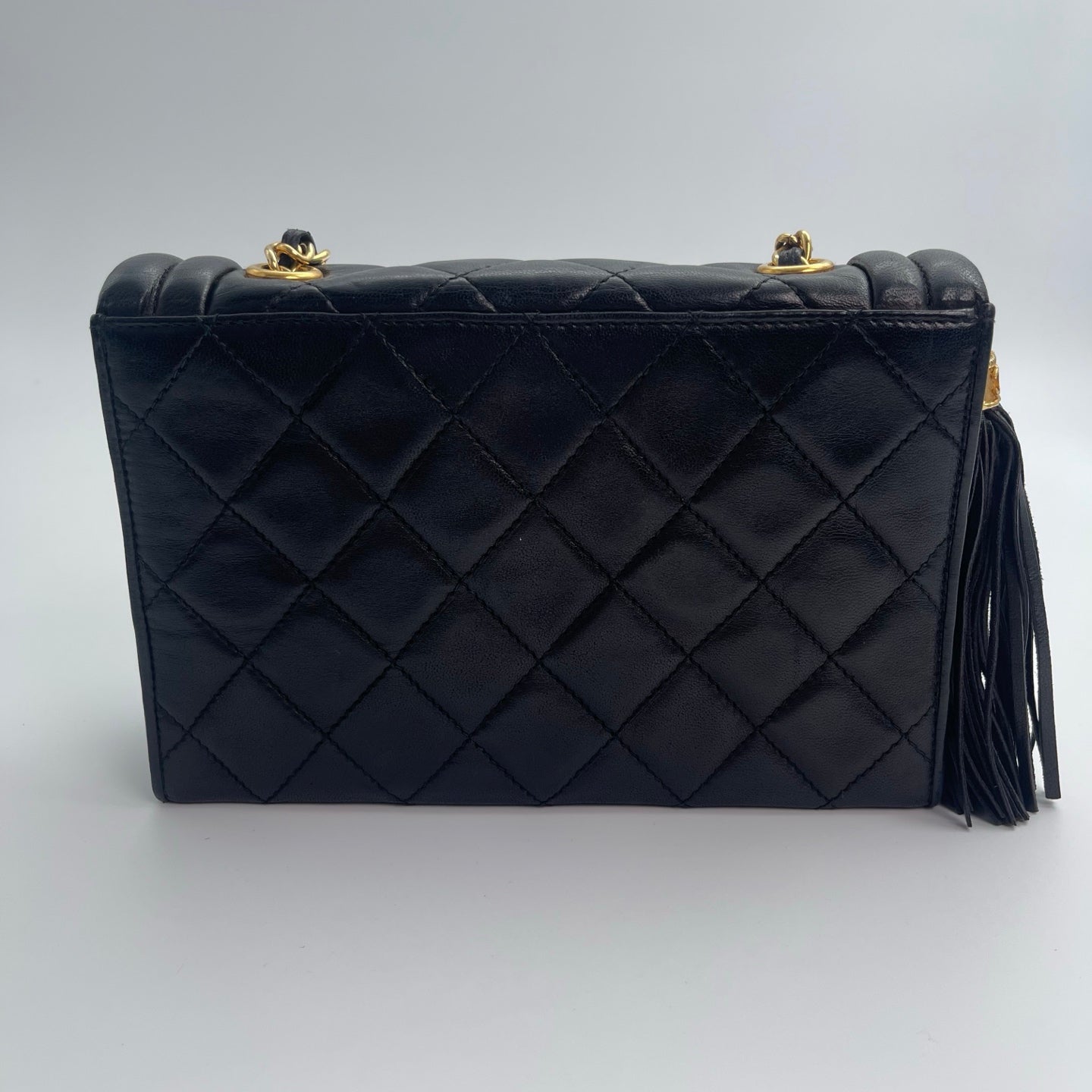 Chanel Quilted Lambskin Shoulder Bag with Chain & Tassel – Black [Used]