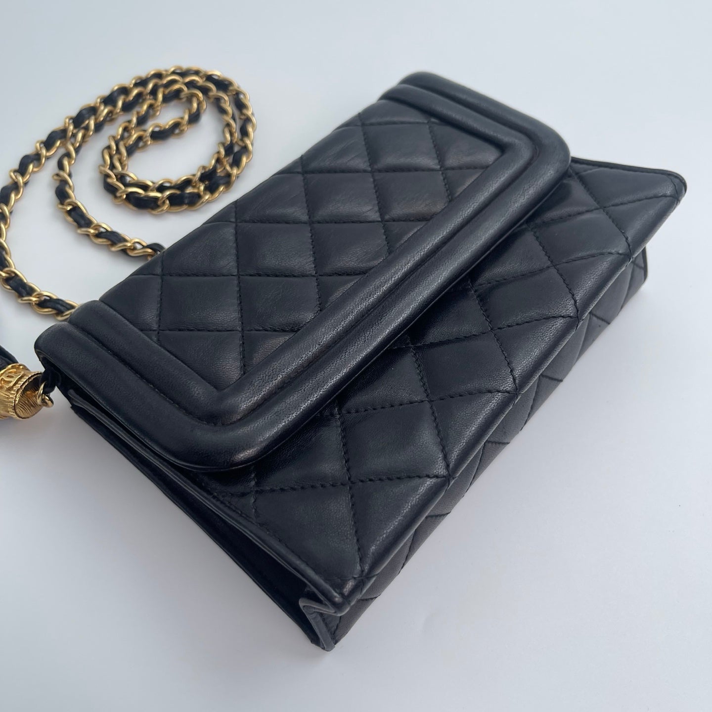 Chanel Quilted Lambskin Shoulder Bag with Chain & Tassel – Black [Used]