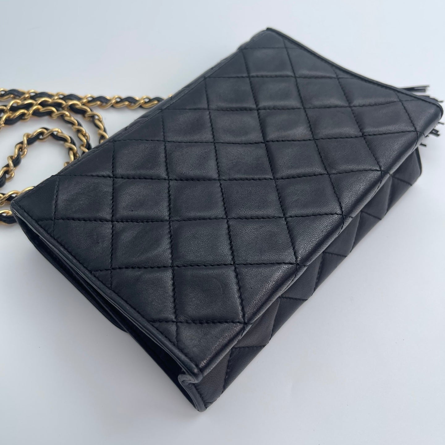 Chanel Quilted Lambskin Shoulder Bag with Chain & Tassel – Black [Used]