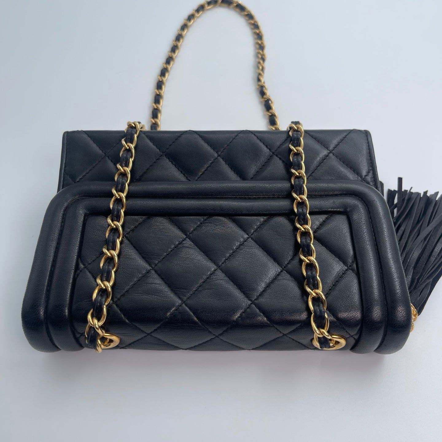 Chanel Quilted Lambskin Shoulder Bag with Chain & Tassel – Black [Used]