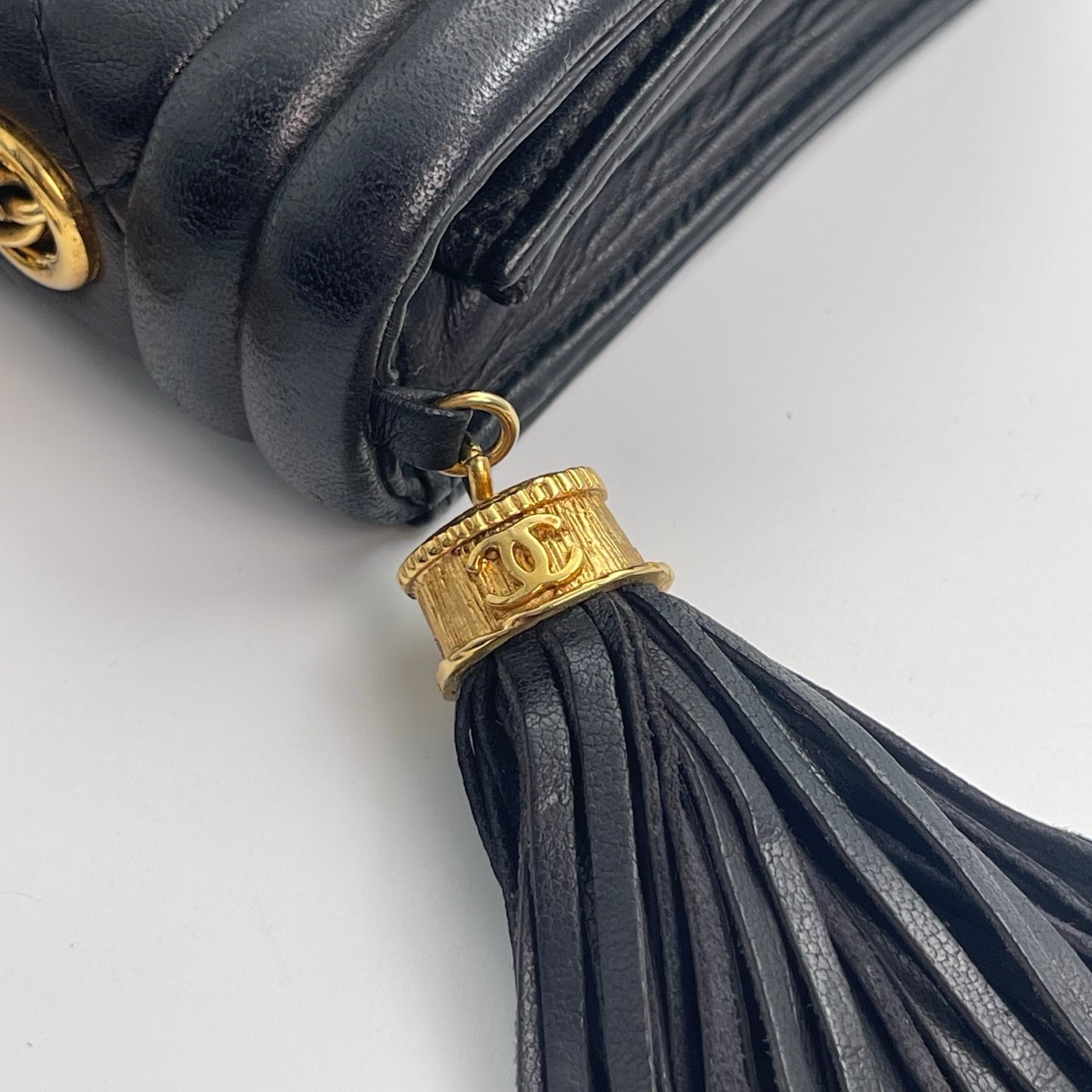 Chanel Quilted Lambskin Shoulder Bag with Chain & Tassel – Black [Used]