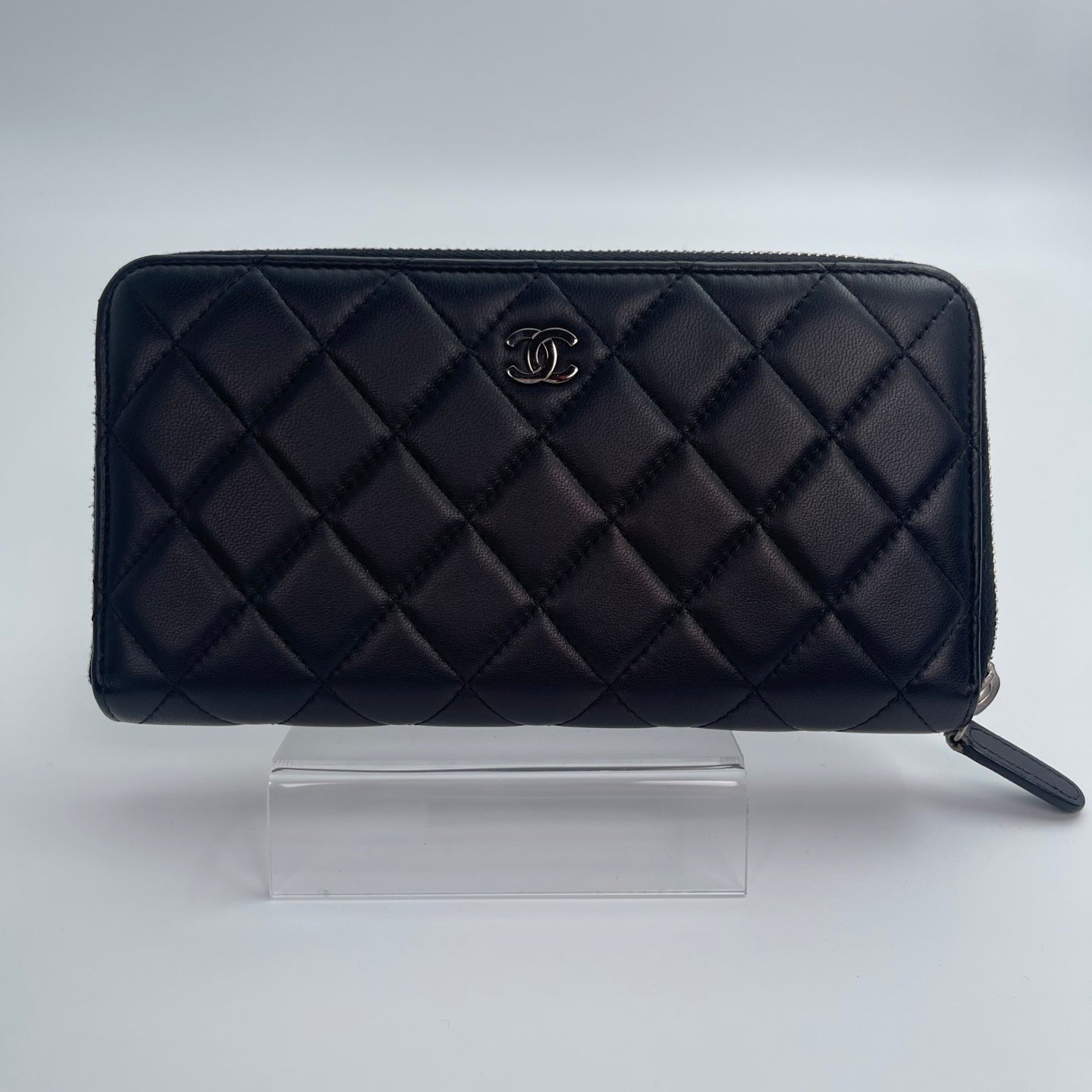 Chanel Matelassé Long Wallet – Black Lambskin [Used]