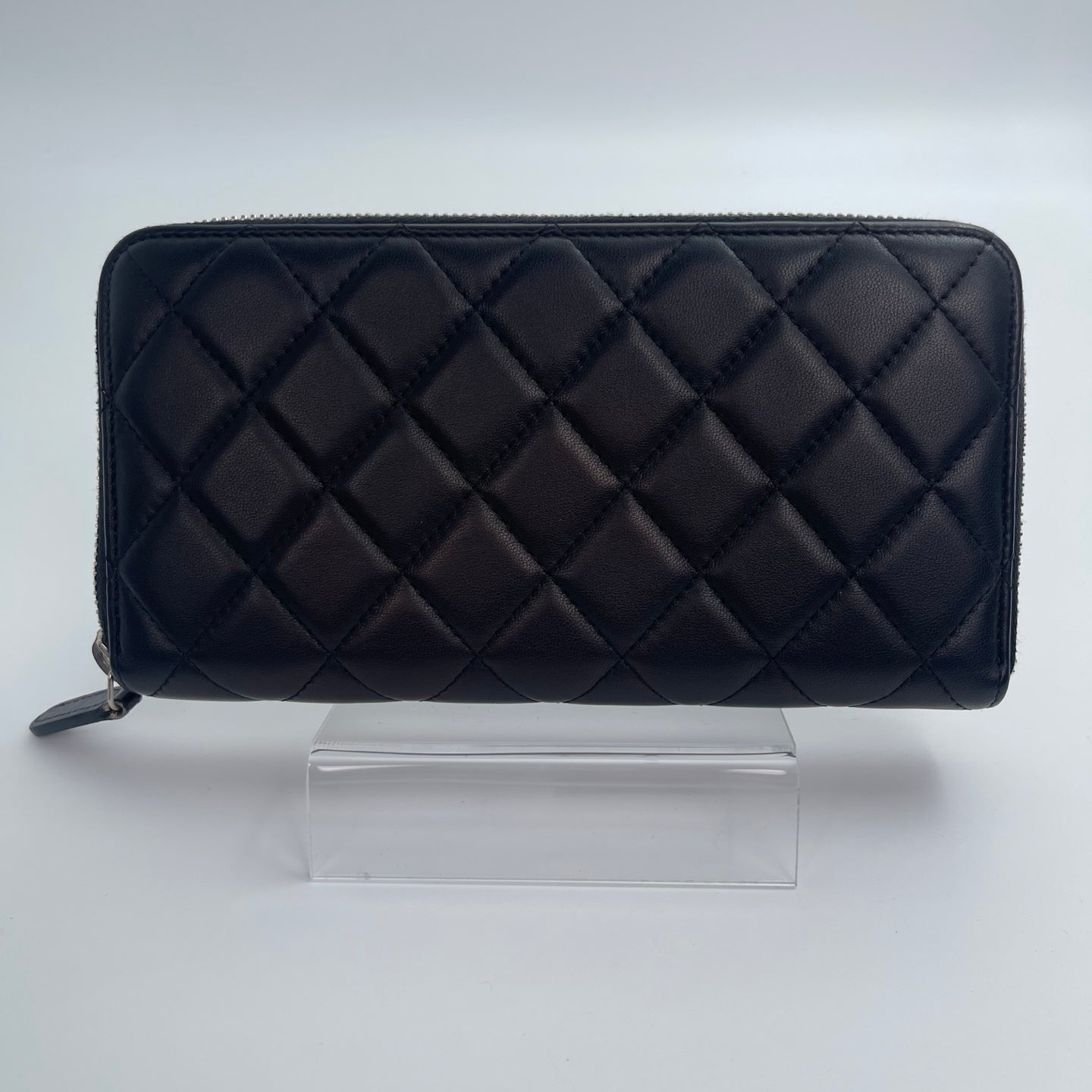 Chanel Matelassé Long Wallet – Black Lambskin [Used]