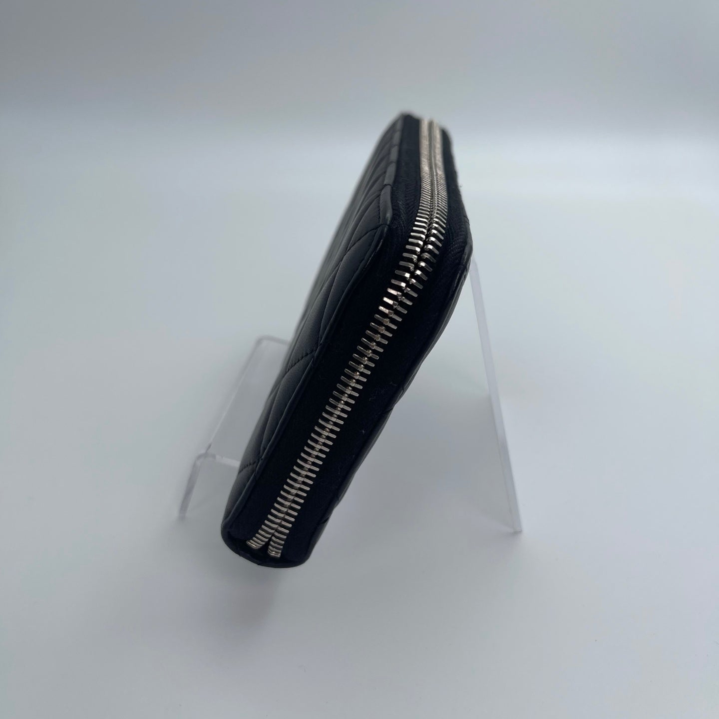 Chanel Matelassé Long Wallet – Black Lambskin [Used]