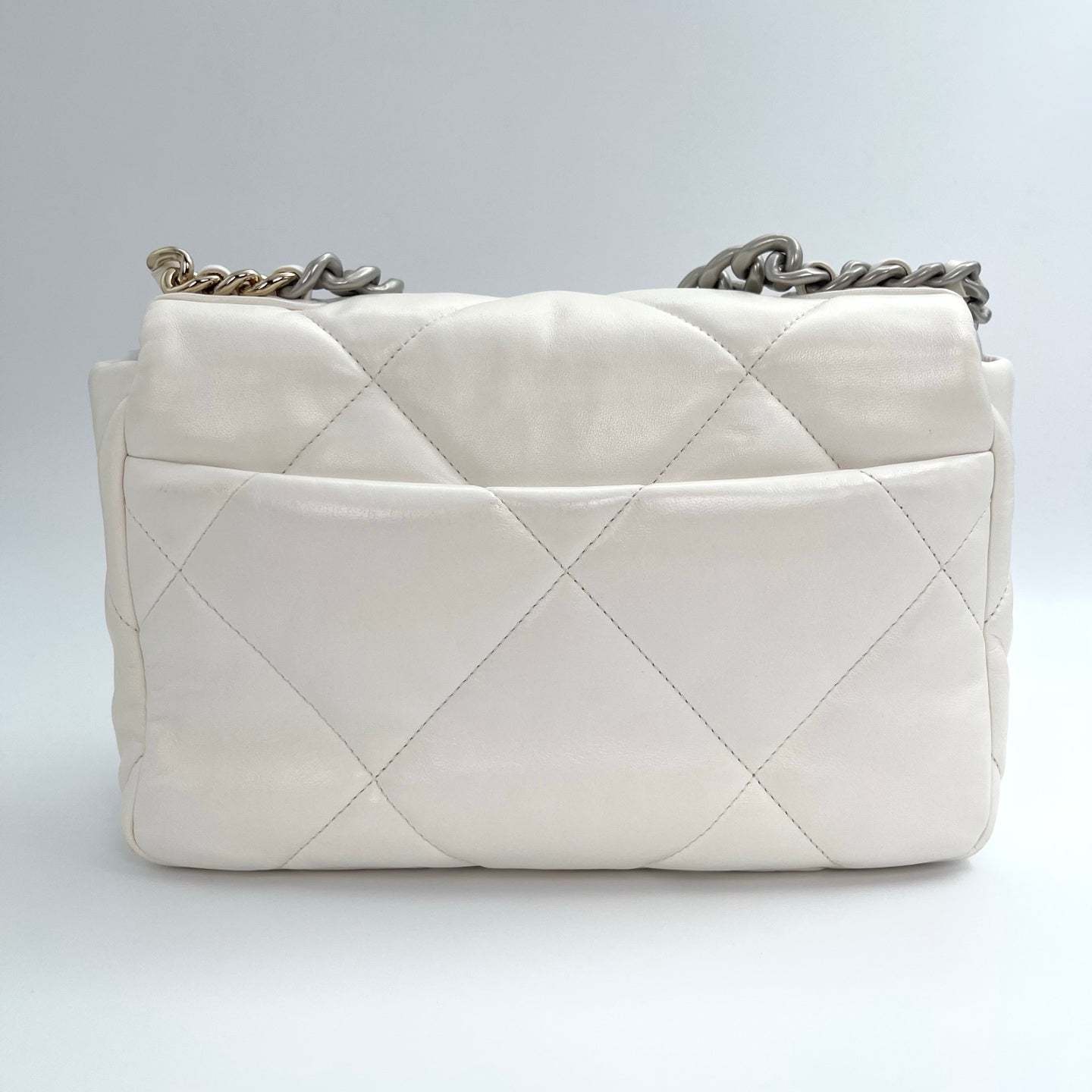 Chanel White Lambskin 19 Line Shoulder Bag [Used]