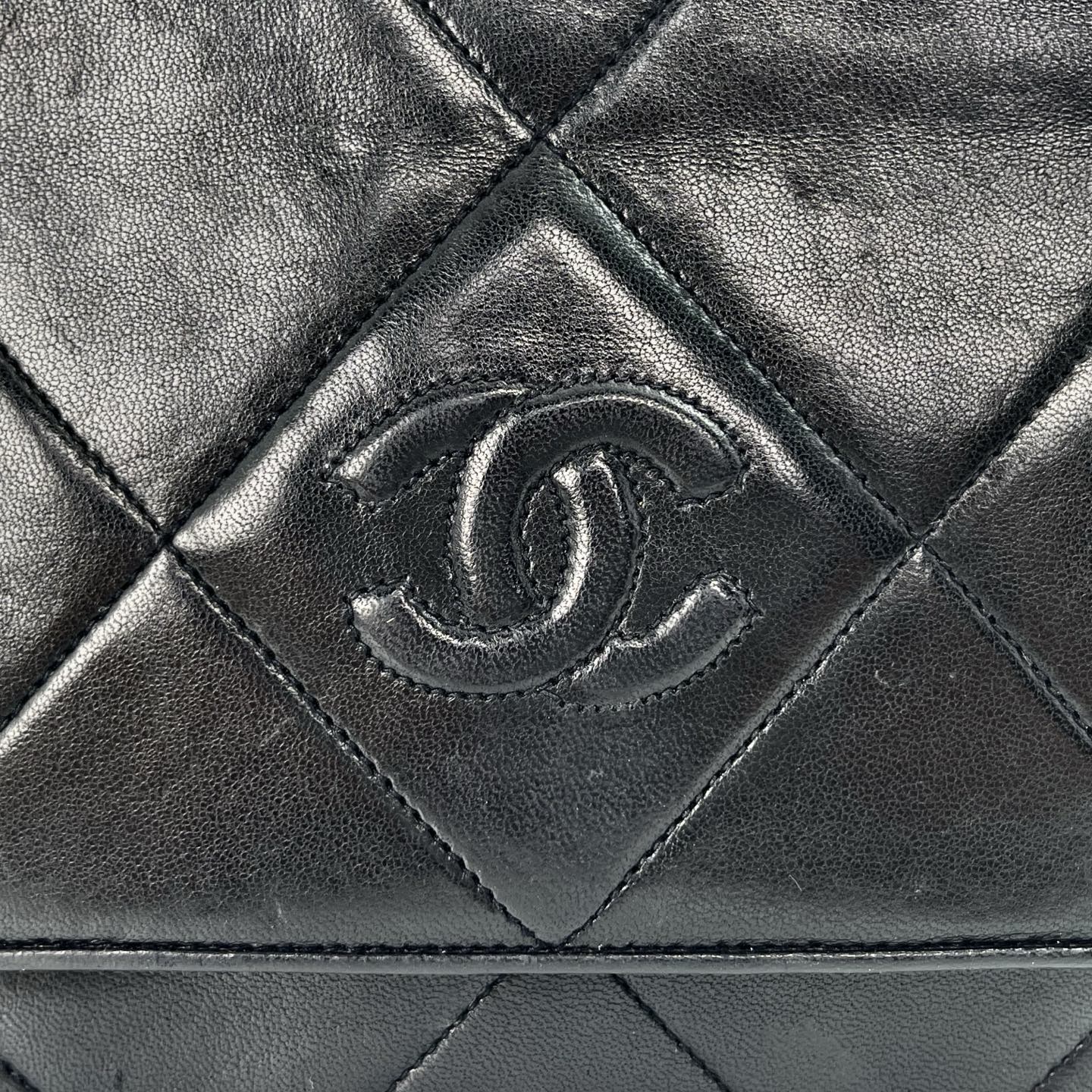Chanel Black Lambskin Matelassé Coco Mark Chain Shoulder Bag [Used]