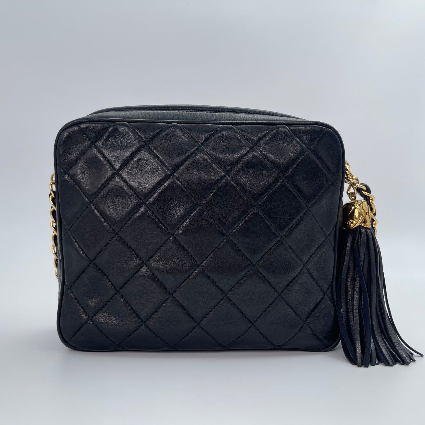 Chanel Black Lambskin Matelassé Fringe Chain Shoulder Bag [Used]